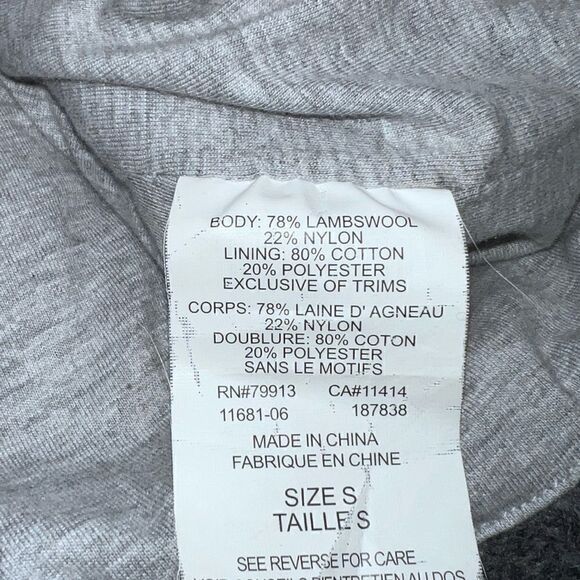 A Pea in the Pod Fisherman Cable Knit Lined Lambswool Grey Sweater Cardigan Sz S - Picture 5 of 5